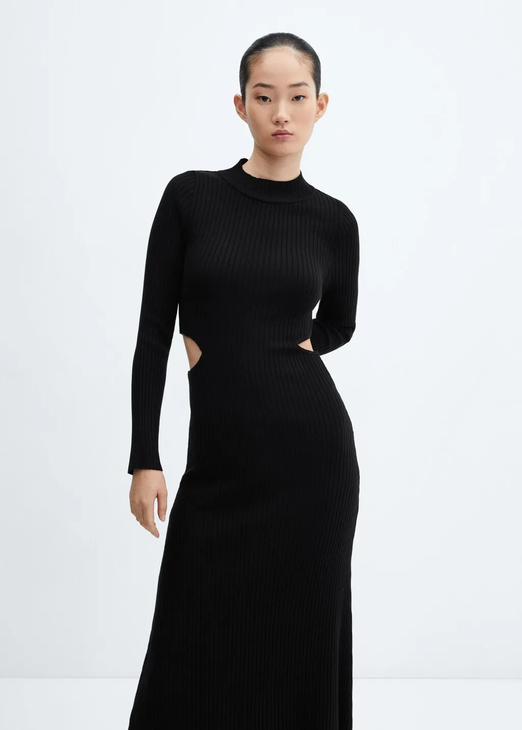 Vestito maglia a coste spacchi