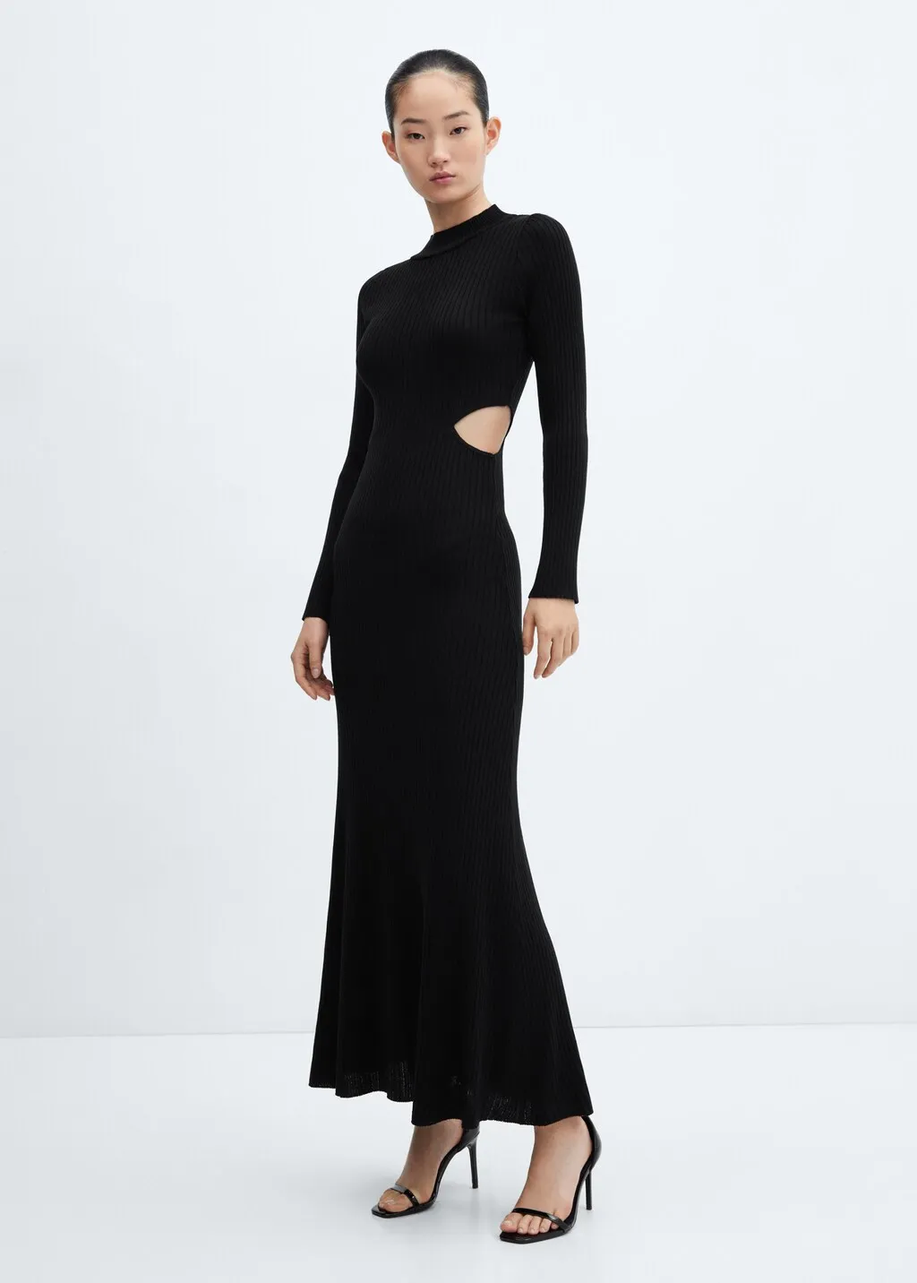 Vestito maglia a coste spacchi