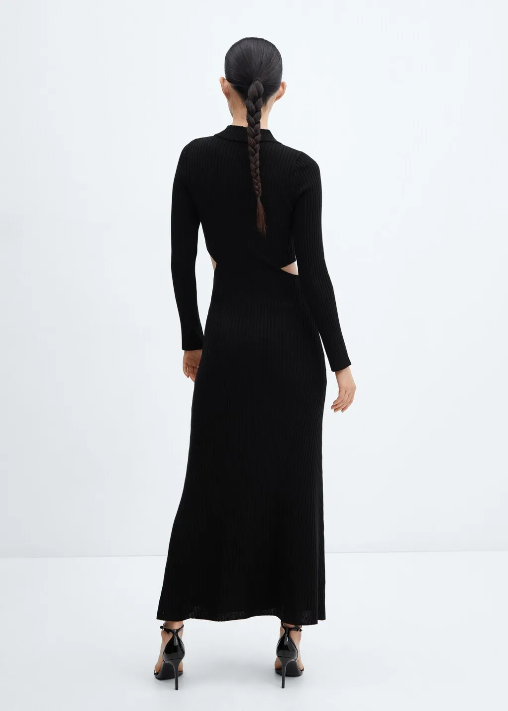 Vestito maglia a coste spacchi